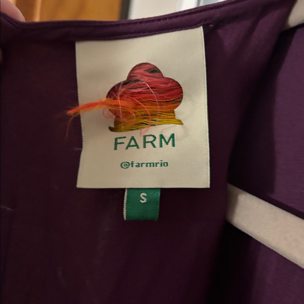 Farm Rio Piping Cutout Balloon Sleeve Dress in purple/burgundy. - Picture 7 of 10